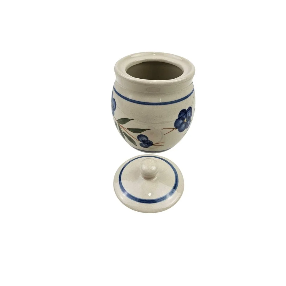 Ceramic Jar with Lid‎ Blue Floral Design Kitchen Storage Container